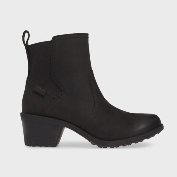 Teva Women's Size 7 Anaya Black Leather Chelsea Boots Waterproof 1103230 - Picture 1 of 15